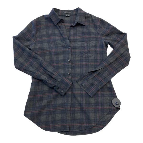 Top Long Sleeve Designer By Theory In Plaid Pattern, Size: M Online
